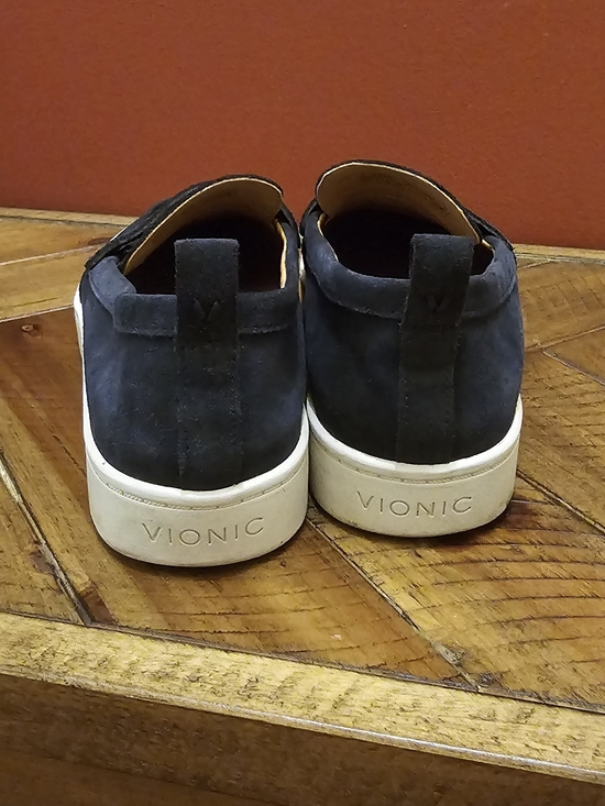 Vionic Navy Suede Penny Loafers with White Platform main image 4